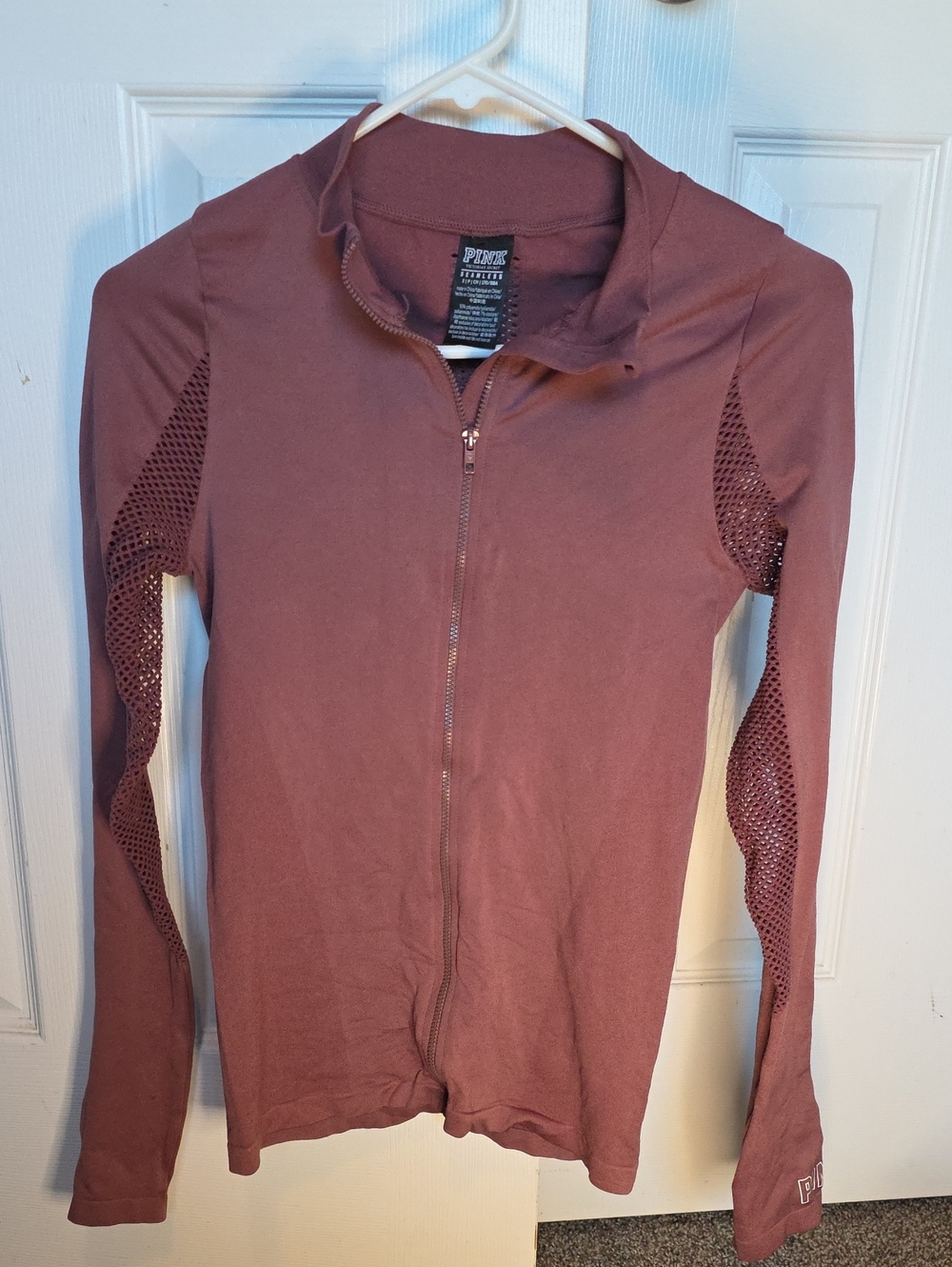 PINK Victoria's Secret Dusty Rose Zip-Up Hooded Long Sleeve Top